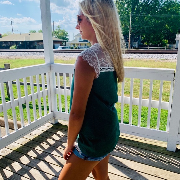 🔥LACE CHIC🔥SEXY LACE KNIT TANK TOP GREEN S/M/L/XL NWT - Picture 4 of 7